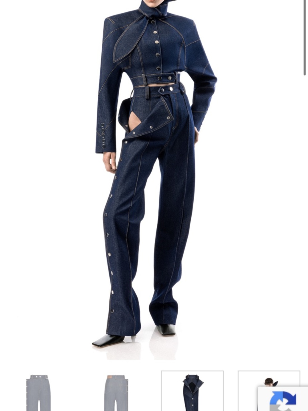 Dark Indigo Straight-Leg Jeans with Snap-Button Detailing